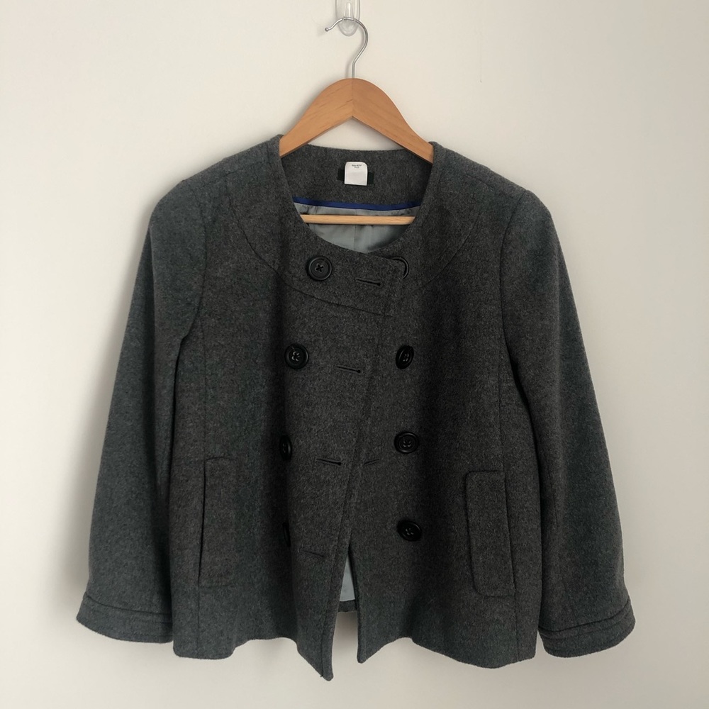 J.Crew Peacoat Jacket 3/4 Slvs Gray SZ 6